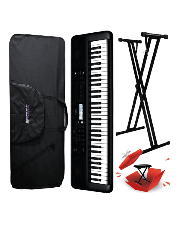 COMBO PIANO PSR-E383 YAMAHA+ ESTUCHE + BASE DOBLE X